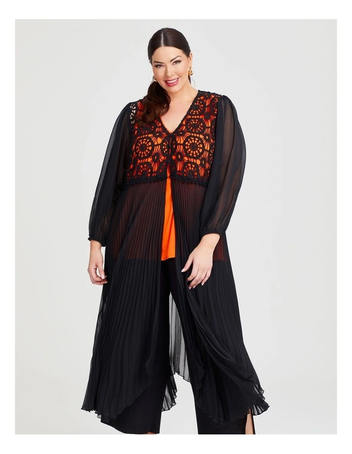Hippolyta Lace Pleated Duster in Black image 3
