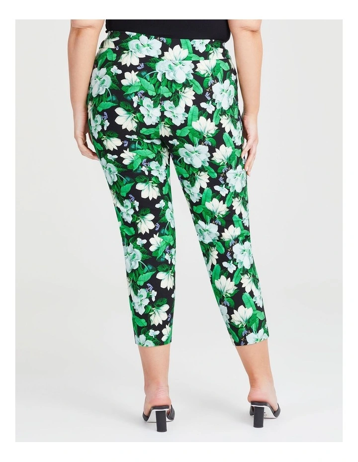 Gardenia Cotton Suit Pant in Green Floral image 2