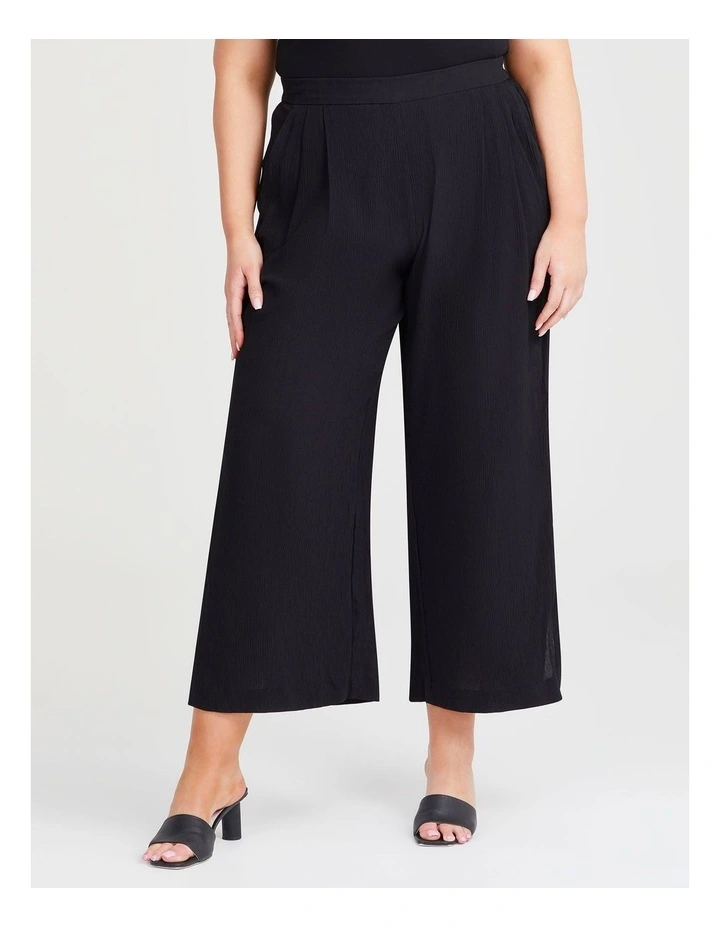 Alice Wide Leg Crinkle Pant in Black image 1