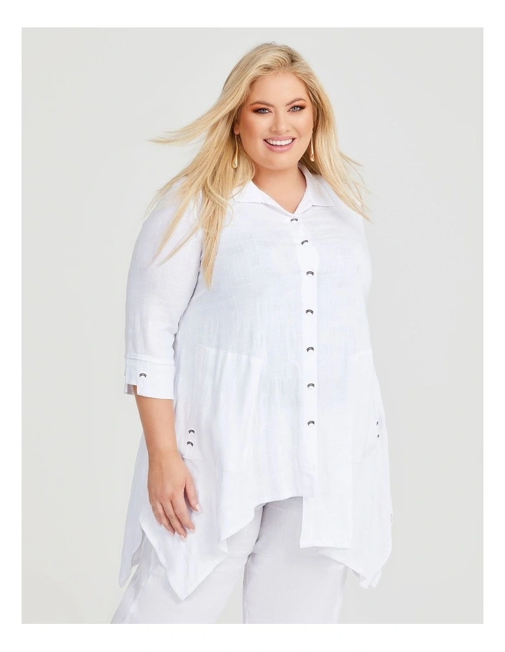 Self Check Swing Natural Shirt in White image 3