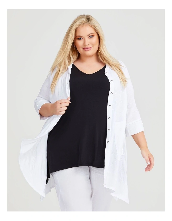 Self Check Swing Natural Shirt in White image 5