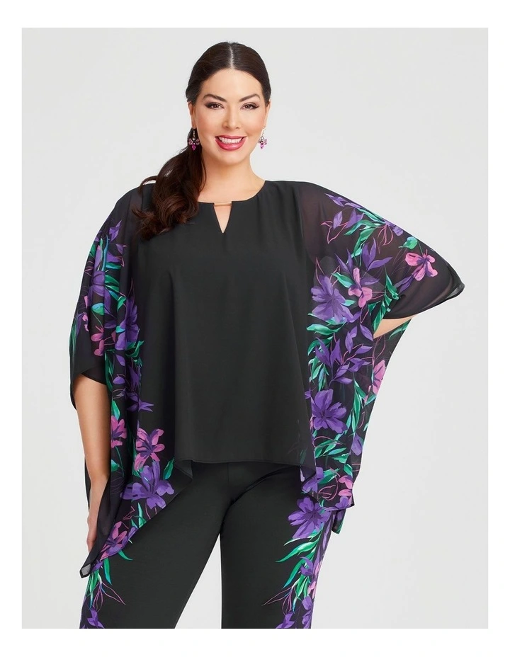 Grace Floral Chiffon Top in Black/Floral image 1