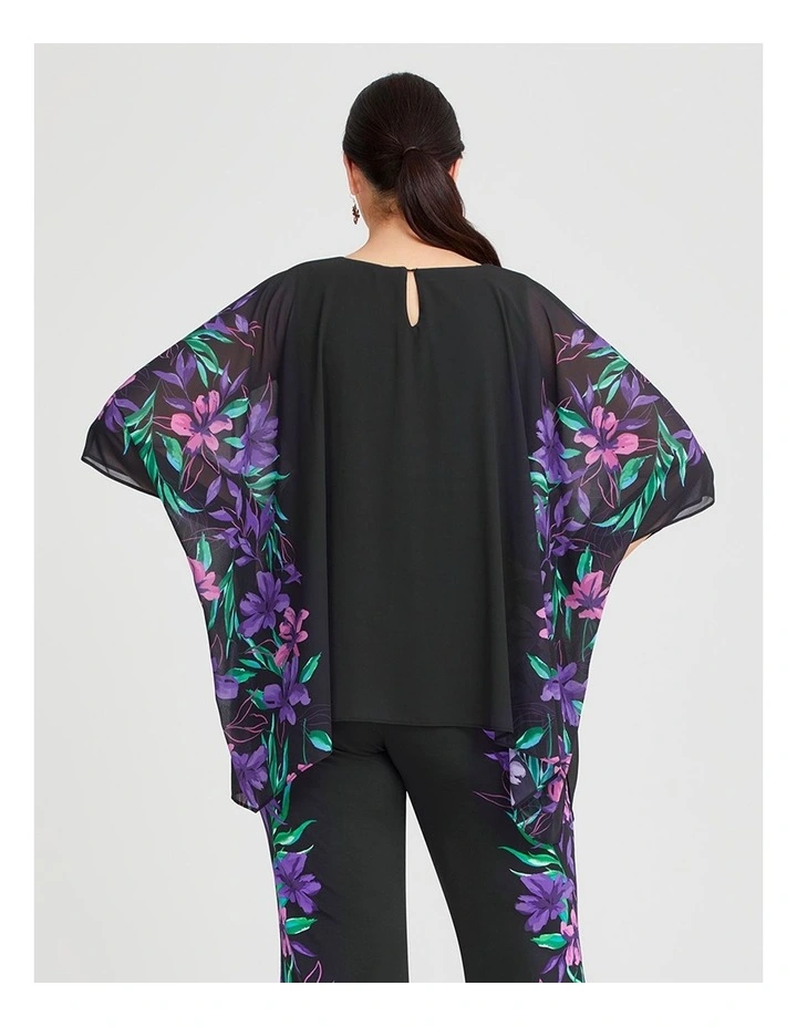 Grace Floral Chiffon Top in Black/Floral image 2
