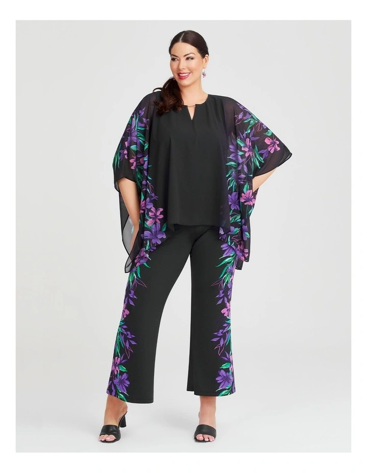 Grace Floral Chiffon Top in Black/Floral image 3