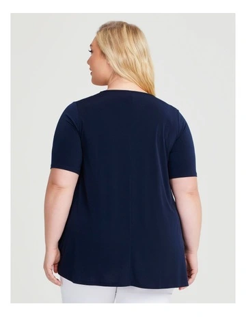 Strive V Neck Short Sleeve Top in Dark Indigo