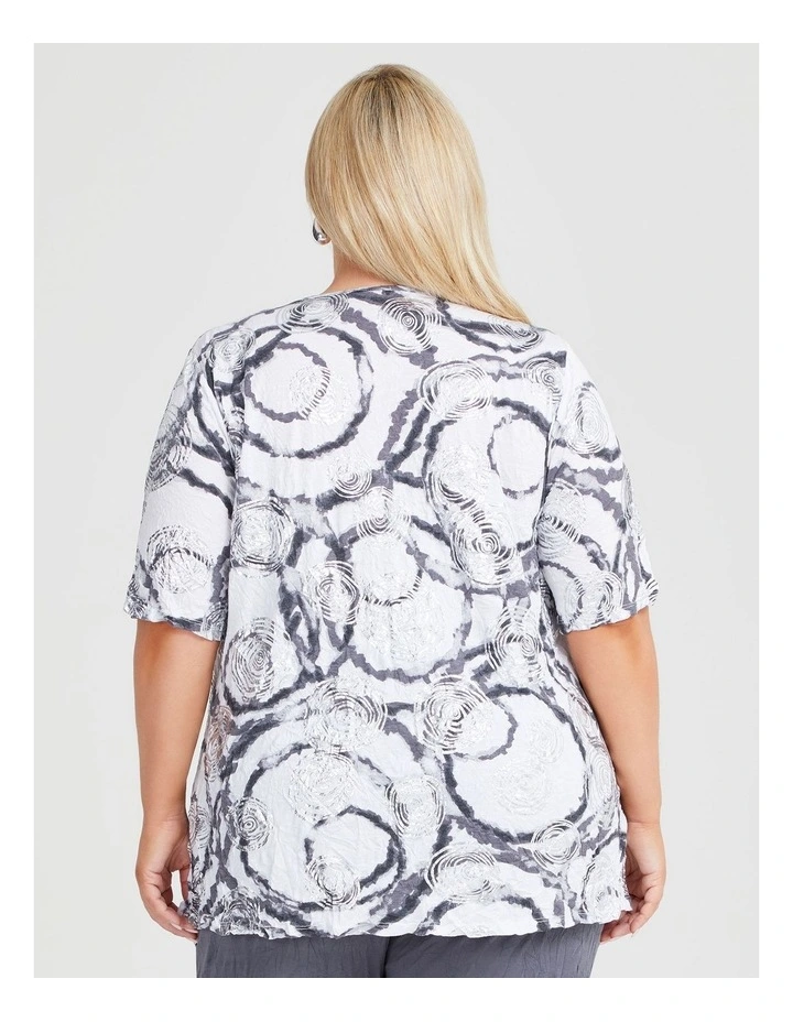 Foil Bamboo Angle Top in White/Silver Print image 2