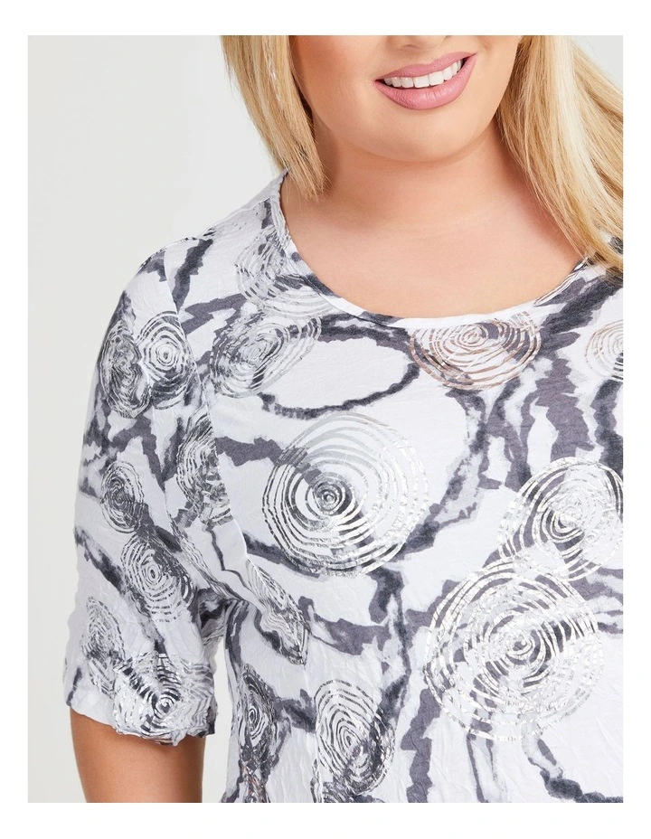 Foil Bamboo Angle Top in White/Silver Print image 3