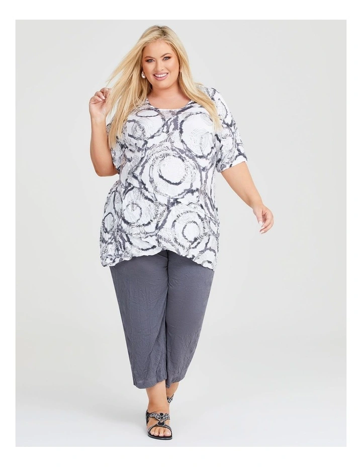 Foil Bamboo Angle Top in White/Silver Print image 4