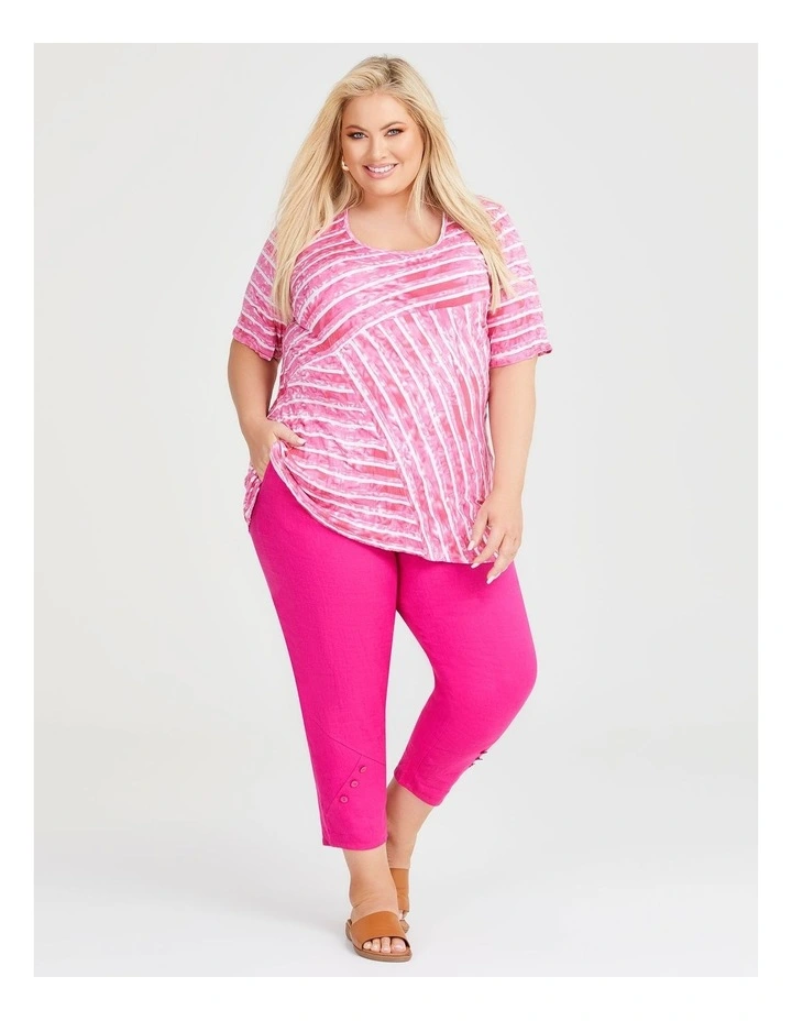 Spliced Stripe Bamboo Top in Pink/White Stripe image 1