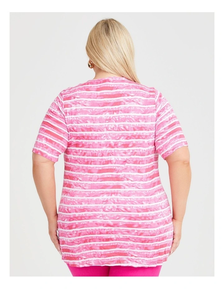 Spliced Stripe Bamboo Top in Pink/White Stripe image 2