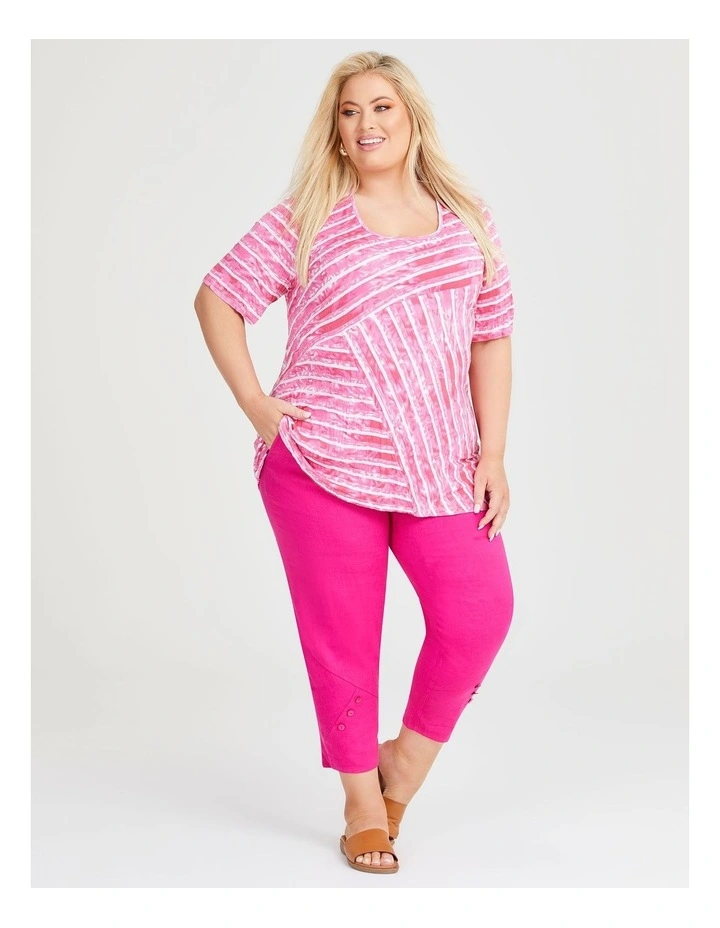 Spliced Stripe Bamboo Top in Pink/White Stripe image 3