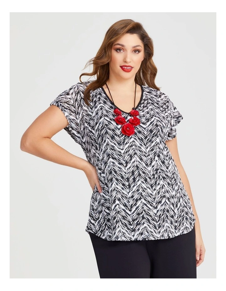 Chevron Lace Top in Black/White image 1