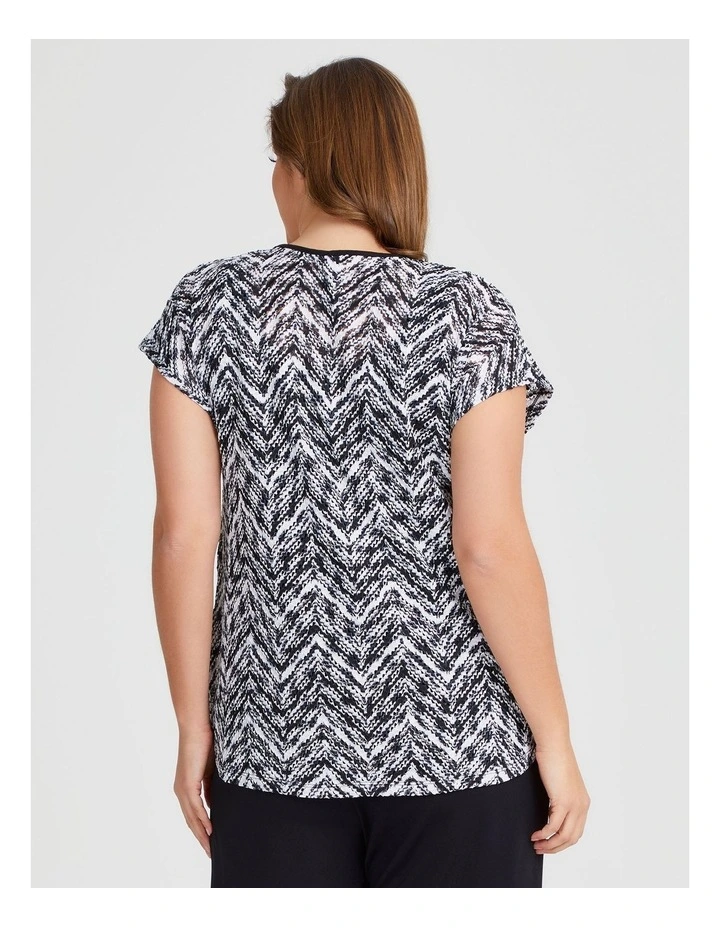 Chevron Lace Top in Black/White image 2