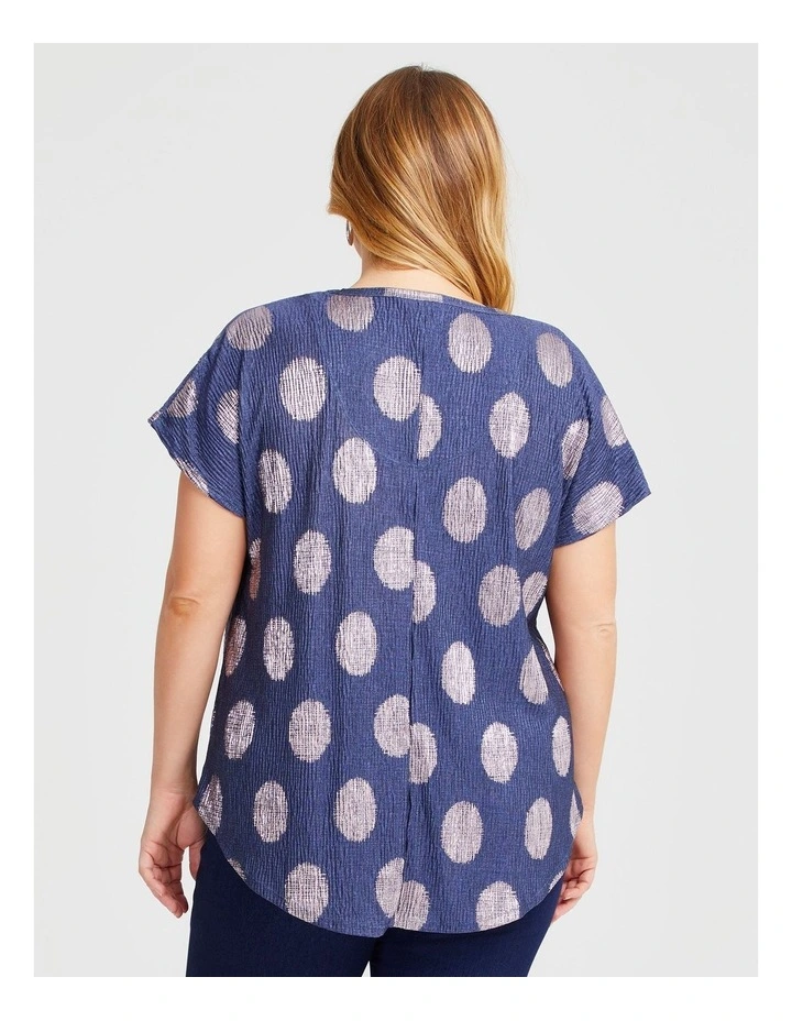 Shimmer Foil Etched Spot Top in Navy image 2