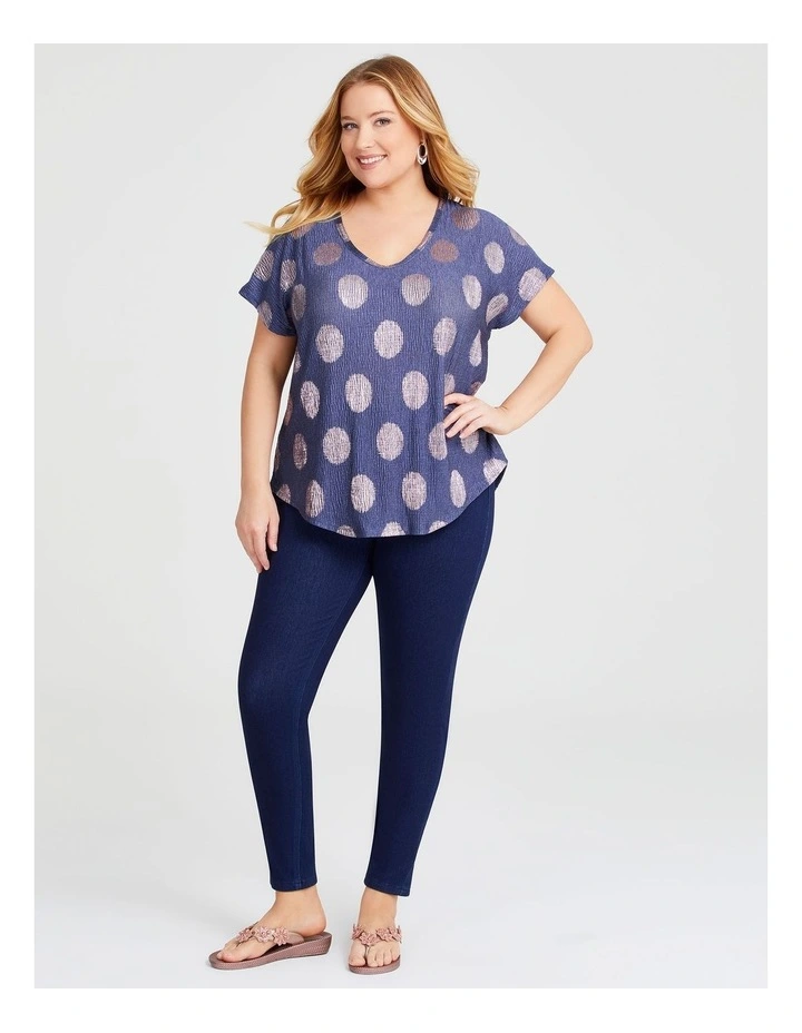 Shimmer Foil Etched Spot Top in Navy image 4
