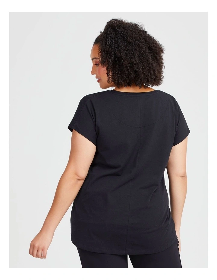 Cotton Active Foil Star T-shirt in Black image 2