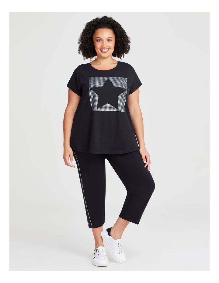Cotton Active Foil Star T-shirt in Black image 3