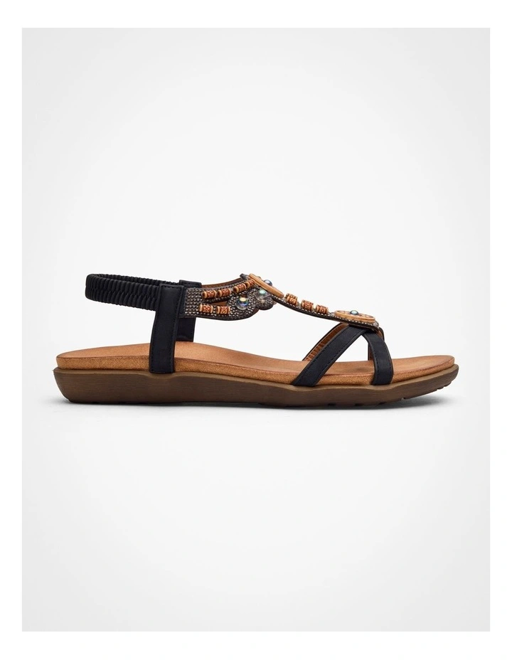 Beaded Bling Flex Sandal in Black image 1