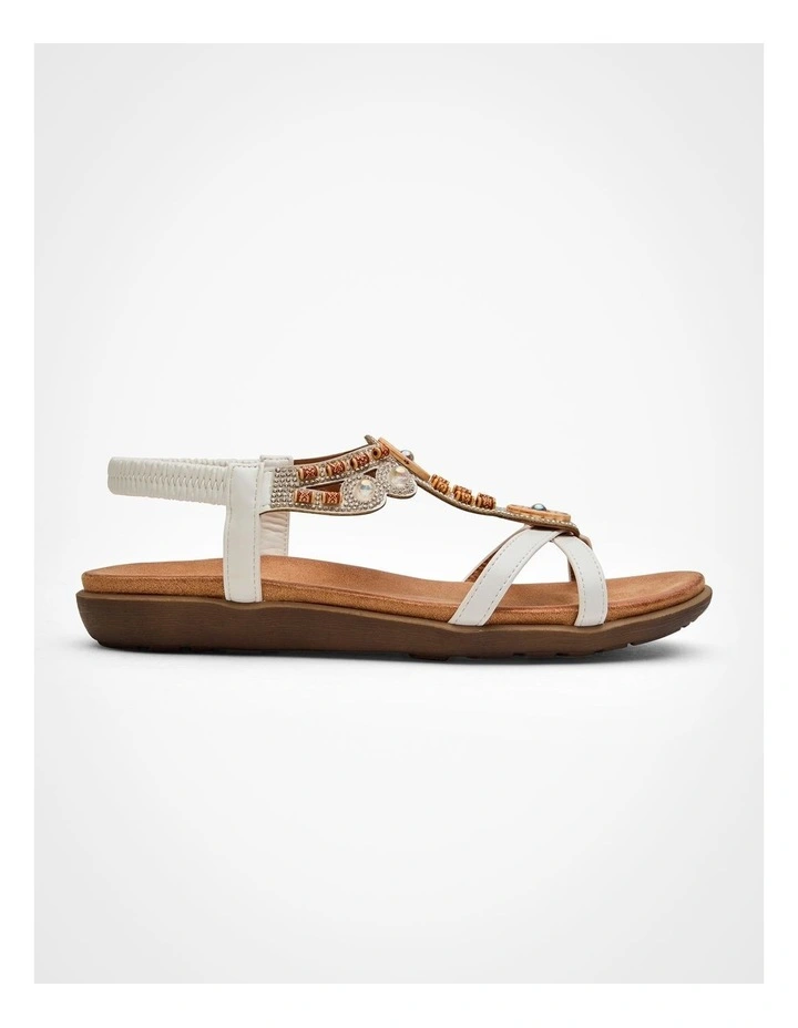 Beaded Bling Flex Sandal in White image 1