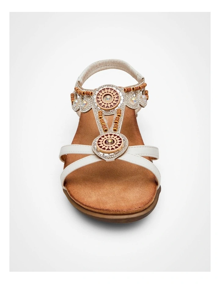 Beaded Bling Flex Sandal in White image 3