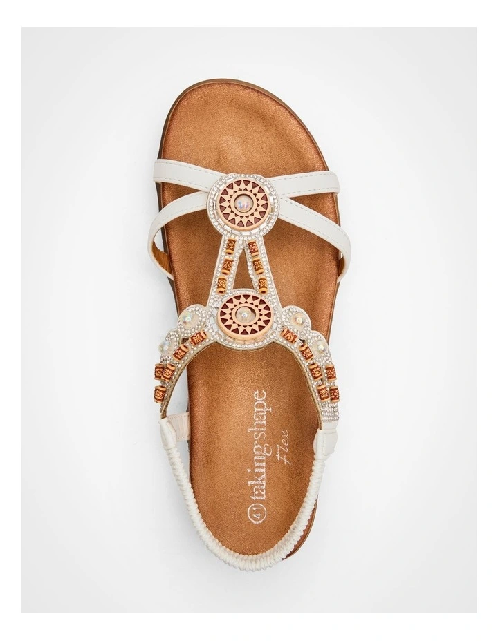 Beaded Bling Flex Sandal in White image 4