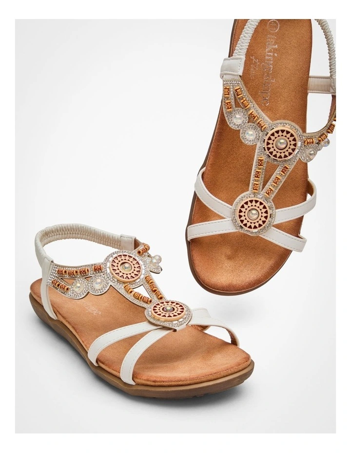 Beaded Bling Flex Sandal in White image 5
