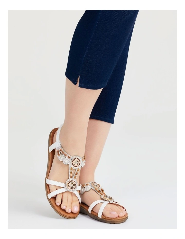 Beaded Bling Flex Sandal in White image 6