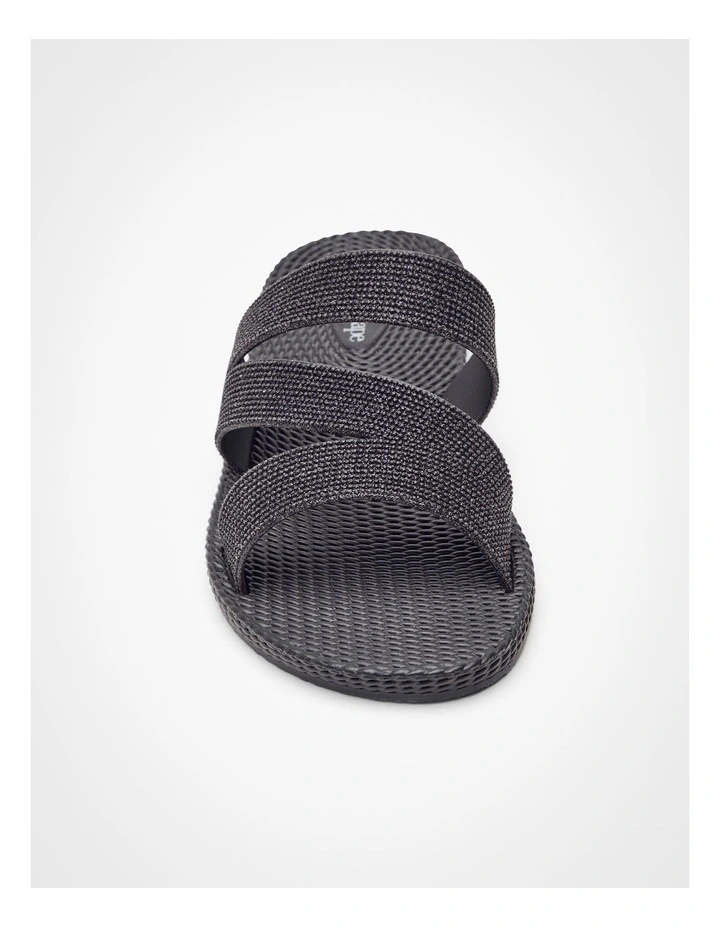 Bling Strappy Jelly Slide in Black image 4