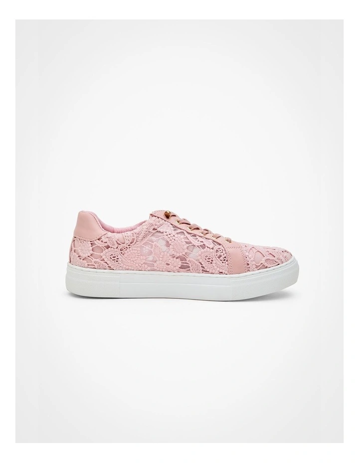 Delicate Lace Zip Sneakers in Blush image 2