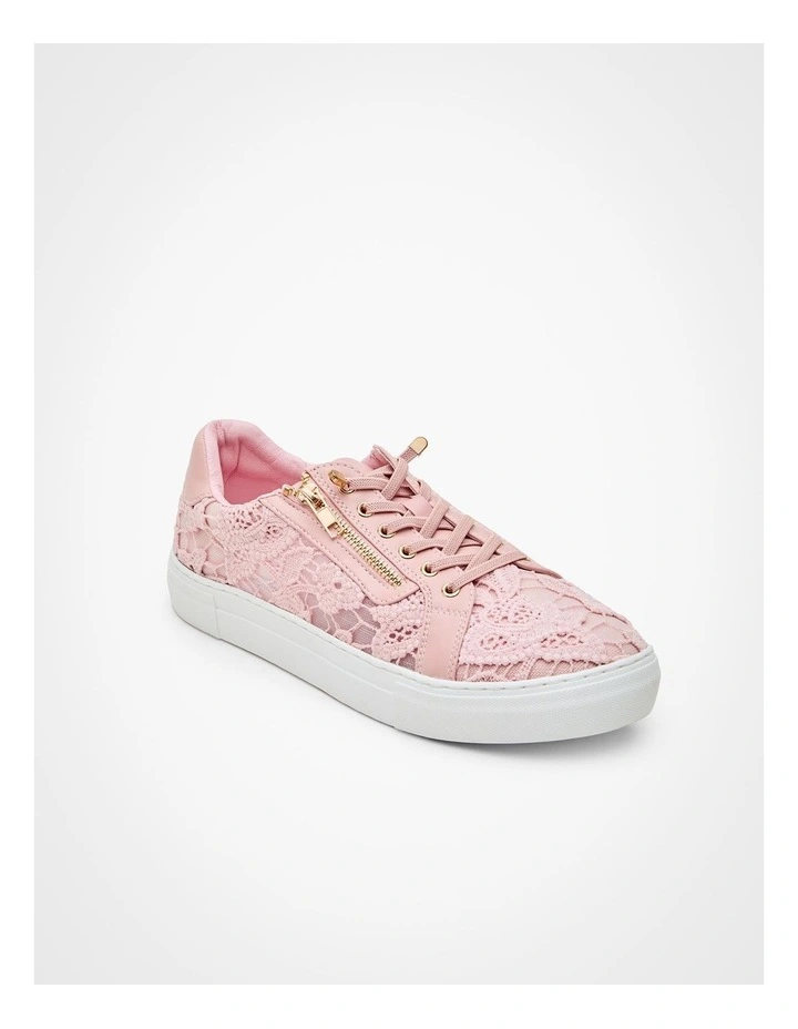 Delicate Lace Zip Sneakers in Blush image 3