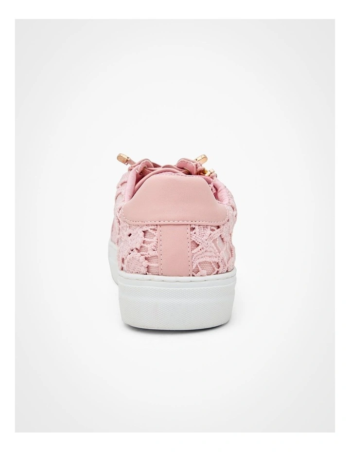 Delicate Lace Zip Sneakers in Blush image 4