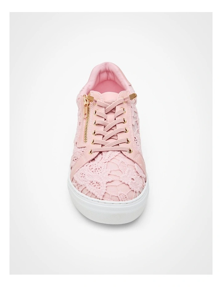 Delicate Lace Zip Sneakers in Blush image 5