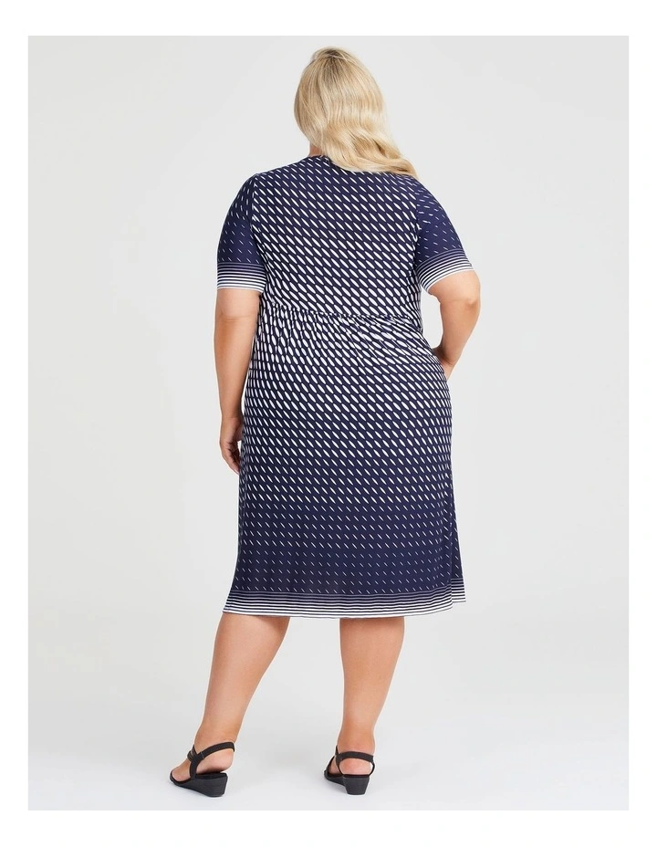 Print V Neck Luna Dress Navy/Multi image 2
