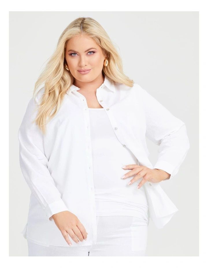 Cotton Linen Essential Shirt in White image 1