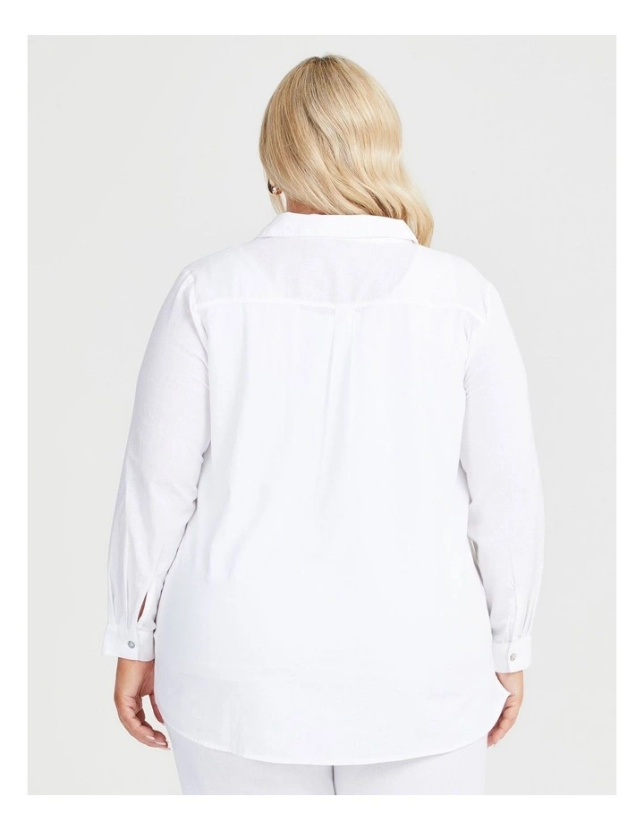 Cotton Linen Essential Shirt in White image 2