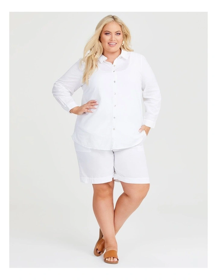Cotton Linen Essential Shirt in White image 5