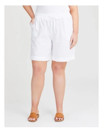 Cotton Linen Bermuda Short in White