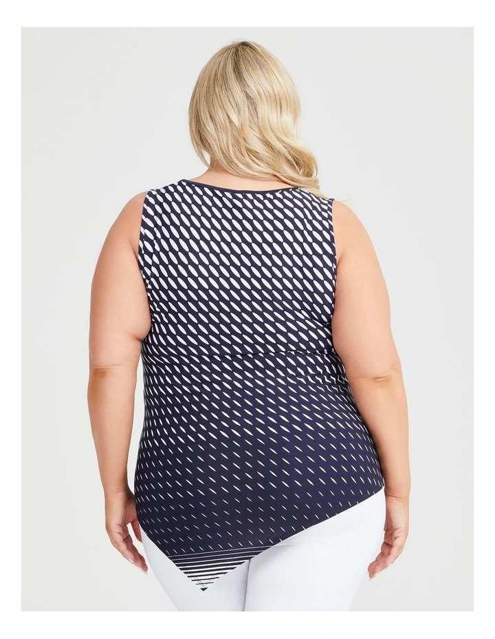 Printed Mix Media Tank in Navy/Multi image 2