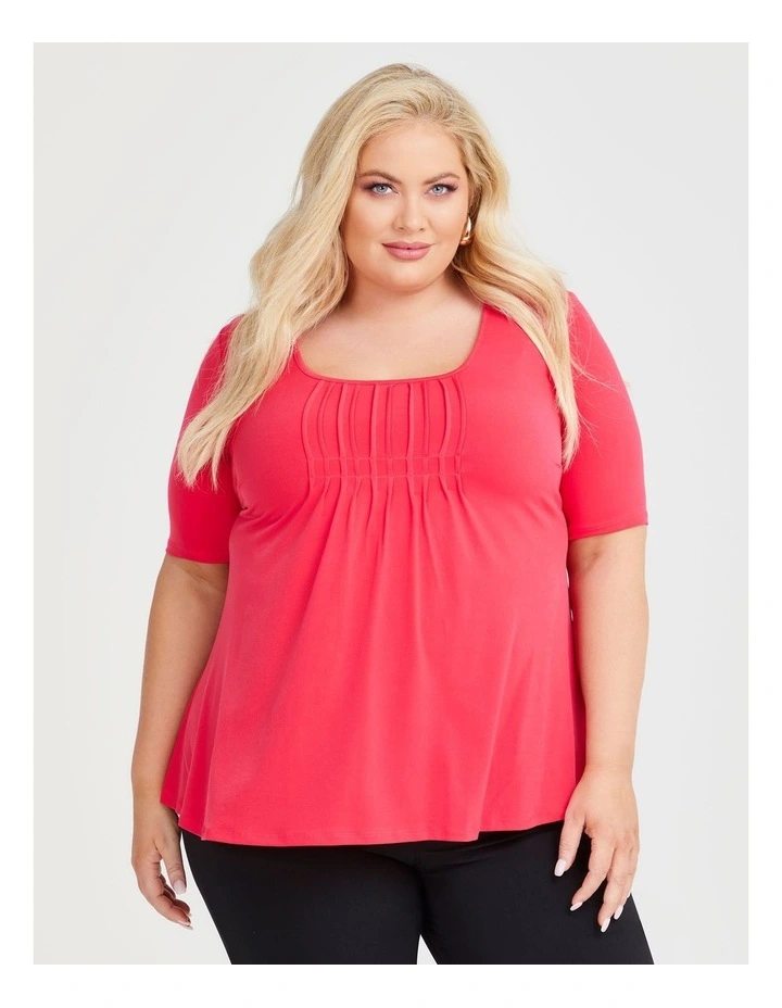 Pintuck Detail Top in Watermelon image 1