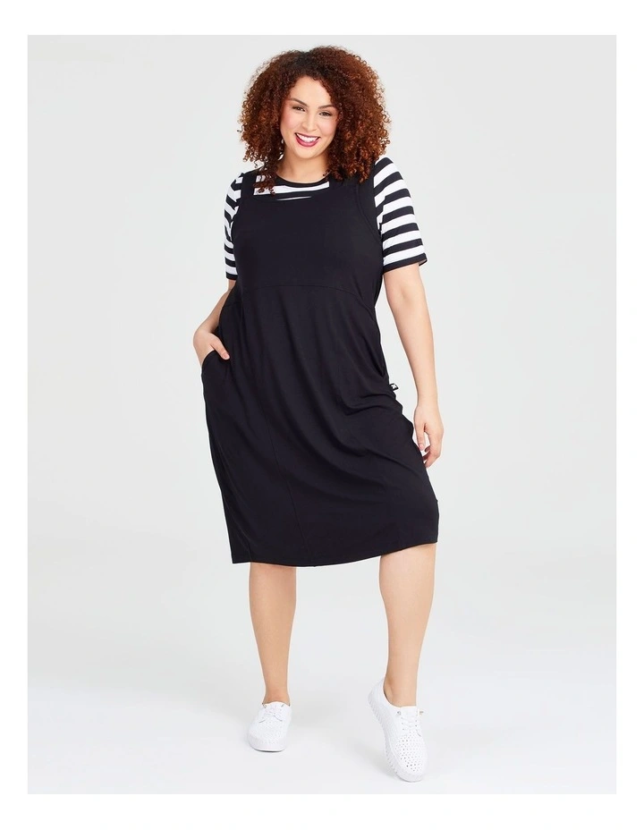 Natural Summer Pinafore Dress in Black image 1