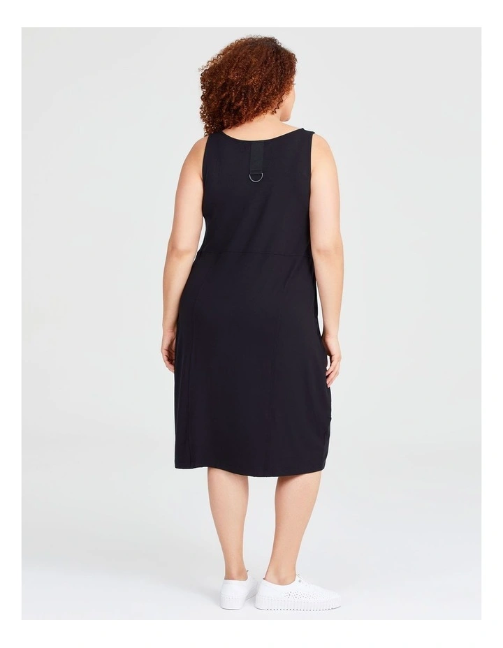 Natural Summer Pinafore Dress in Black image 2