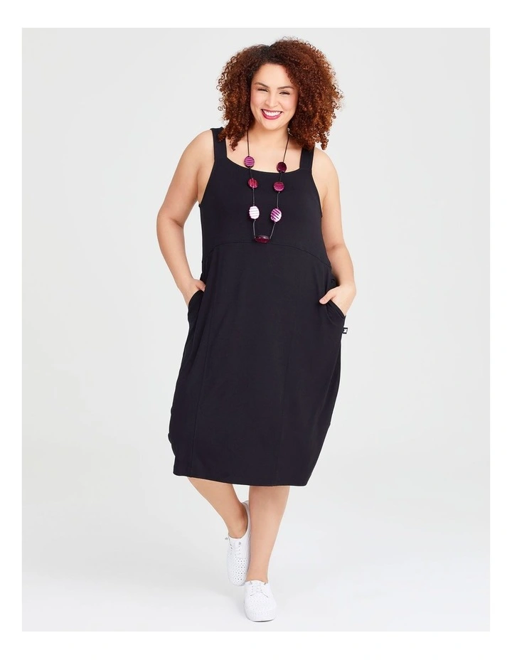 Natural Summer Pinafore Dress in Black image 3