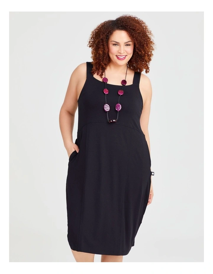 Natural Summer Pinafore Dress in Black image 4