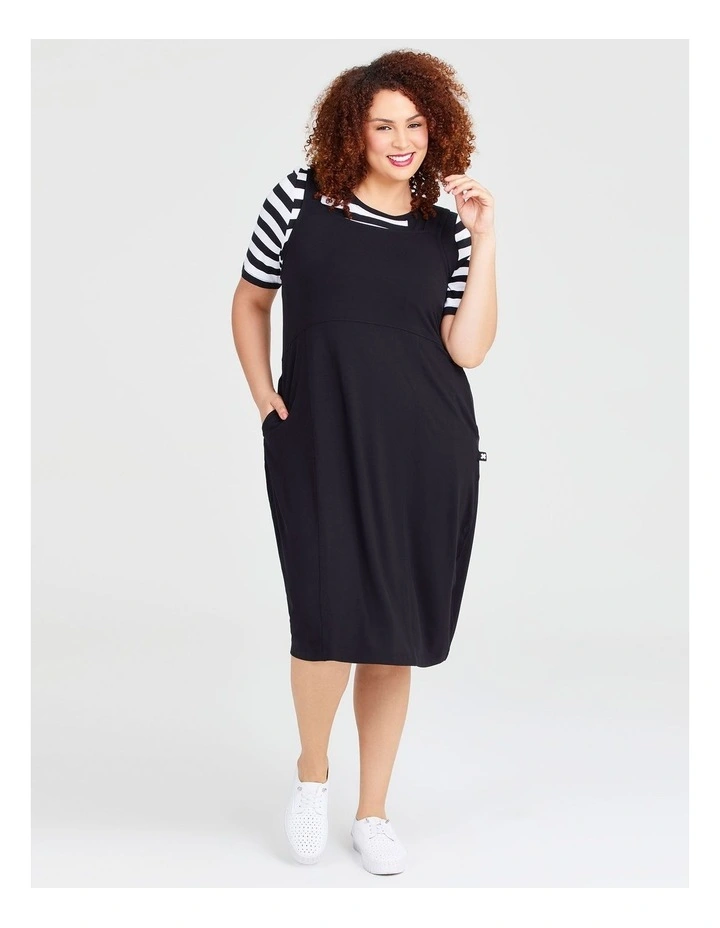 Natural Summer Pinafore Dress in Black image 5