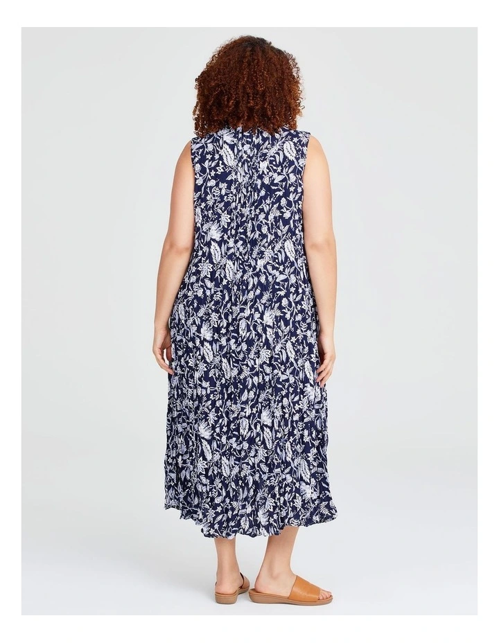 Fiesta Sleeveless Midi Dress in Blue Floral Print image 2