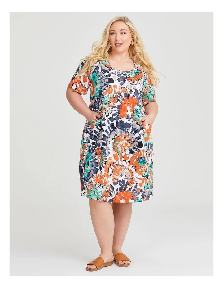 Linen Bamboo Pocket Dress in Print image 1
