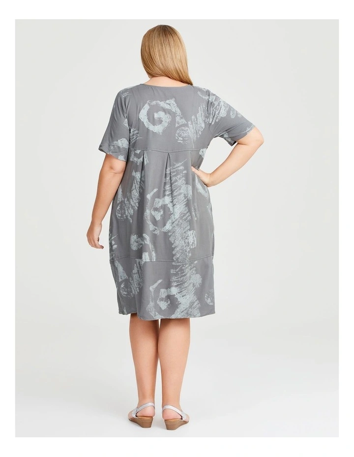Square Neck Natural Tulip Dress in Sage Print image 2