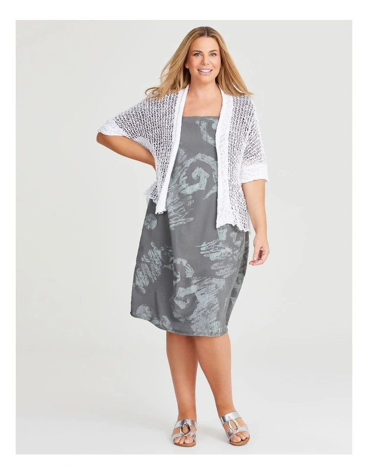 Square Neck Natural Tulip Dress in Sage Print image 4