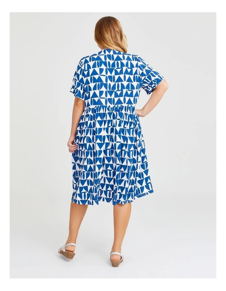 Natural Holiday Pocket Dress in Geo Print image 2