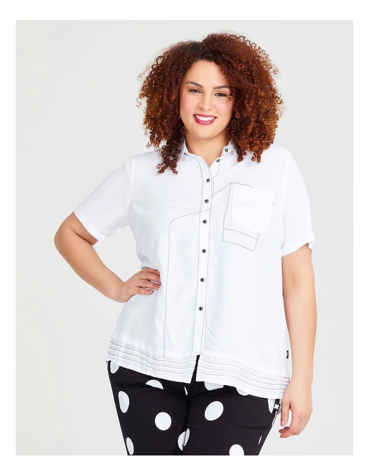 Bamboo Stitch Line Shirt in White image 1